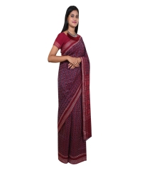 Maroon colour handwoven cotton saree