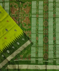 Lime green colour handwoven silk saree