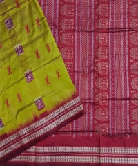 Mustard maroon colour handwoven silk saree