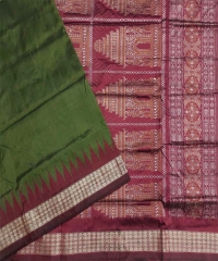 Olive maroon colour handwoven silk saree