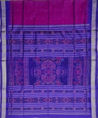 Magenta blue colour handwoven silk saree
