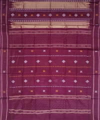 Chocolate cream maroon colour handwoven cotton saree
