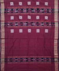 Maroon black colour handwoven cotton bomkai saree