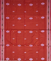Orange red colour handwoven cotton bomkai saree