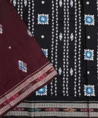 Coffee black colour handwoven cotton bomkai saree