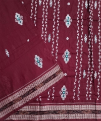 Maroon colour handwoven cotton bomkai saree