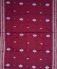 Maroon colour handwoven cotton bomkai saree