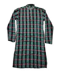 Lime green colour handwoven cotton full kurta