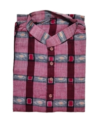 Peach colour handwoven cotton full kurta