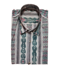 White green colour handwoven cotton half shirt