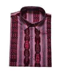 Peach maroon colour handwoven cotton half shirt