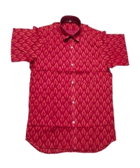 Red colour handwoven cotton half shirt