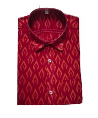 Red colour handwoven cotton half shirt