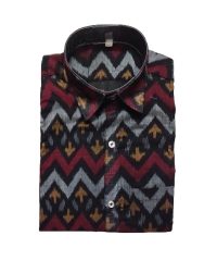 Black colour handwoven cotton half shirt