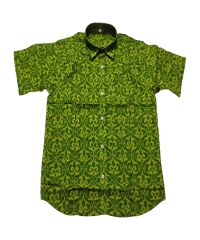 Green colour handwoven cotton half shirt