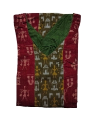 Maroon olive colour handwoven cotton kurti