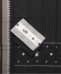 White black colour handwoven cotton dress Piece