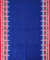 Navy & red colour handwoven cotton saree