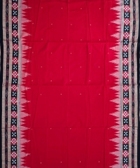 Red & black  colour handwoven cotton saree