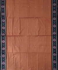 Brown & black  colour handwoven cotton saree