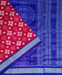Red-blue colour handwoven silk saree