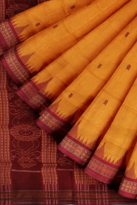 Yellow Maroon Silk Handloom Sambalpuri Saree