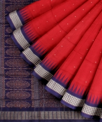 Red Navy Blue Silk Handloom Bomkai Saree