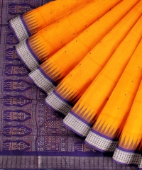 Yellow Blue Silk Handloom Bomkai Saree