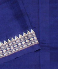 Turquoise Navy Blue Silk Handloom Bomkai Saree