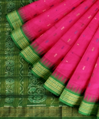 Pink Light Green Tissue Silk Handloom Sambalpuri Saree