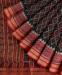 Black Red Silk Handloom Khandua Saree