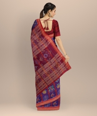 Navy Blue Maroon Silk Handloom Khandua Saree