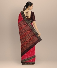 Red Black Silk Handloom Khandua Saree