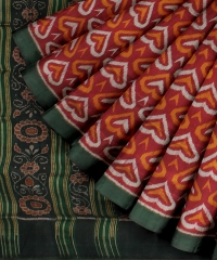 Maroon Green Silk Handloom Khandua Saree