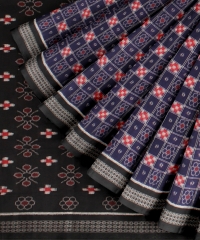 Navy Blue Black Cotton Handloom Sambalpuri Saree