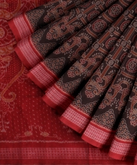 Red coffee Brown Cotton Handloom Sambalpuri Saree