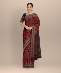 Brown Black Cotton Handloom Sambalpuri Saree