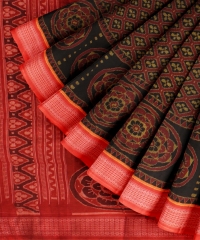 Black Orange Cotton Handloom Sambalpuri Saree