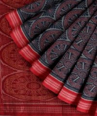 Red Teal Blue Cotton Handloom Sambalpuri Saree