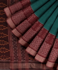Cyan Green Maroon Cotton Handloom Sambalpuri Saree