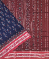 NAVY BLUE AND RED HANDLOOM SAMBALPURI SAREE