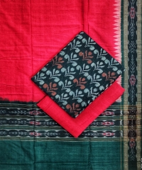 Green red colour handwoven cotton Suit Piece