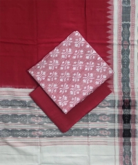 Piech red white colour handwoven cotton Suit Piece