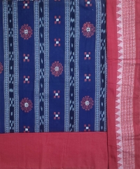 Blue red colour handwoven cotton Suit Piece