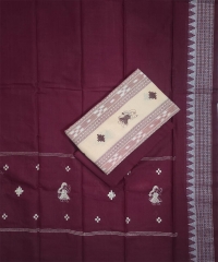 Beige maroon colour handwoven cotton Suit Piece