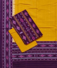 Purple yellow colour handwoven cotton Suit Piece