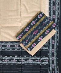 Black beige colour handwoven cotton Suit Piece