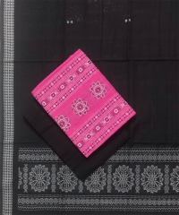 Pink black colour handwoven cotton Suit Piece
