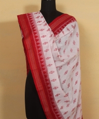 White red colour handwoven cotton Dupatta