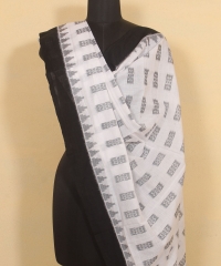 White black colour handwoven cotton Dupatta